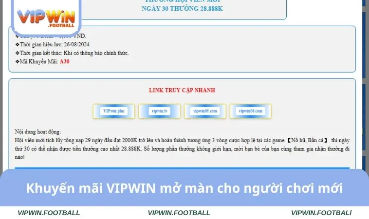 Khuyến Mãi VIPWIN 1 Khuyến mãi VIPWIN mở màn cho người chơi mới